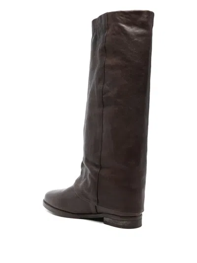 Julie Dee Leather Knee-length Boots In Brown