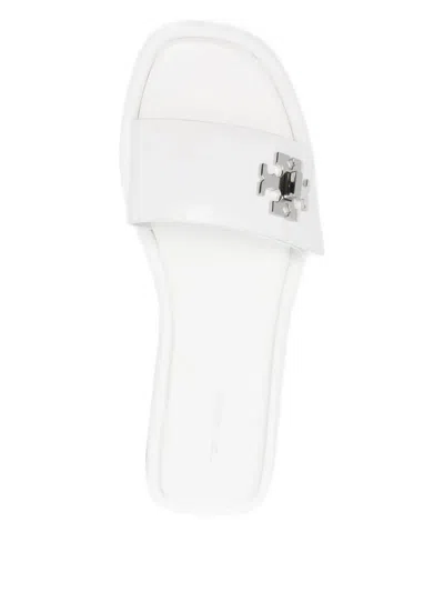 Tory Burch Logo-plaque Sandals In White