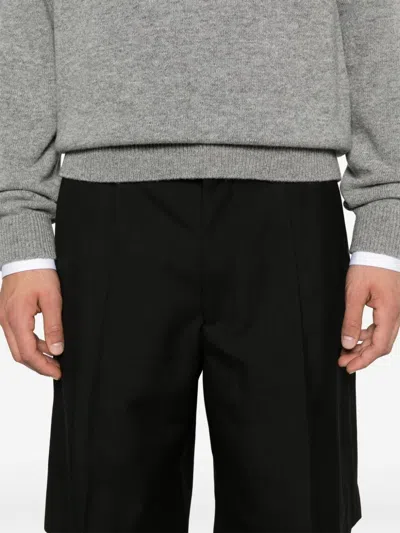 Gucci Black Bermuda Shorts With Web Detail In Wool Man In Black