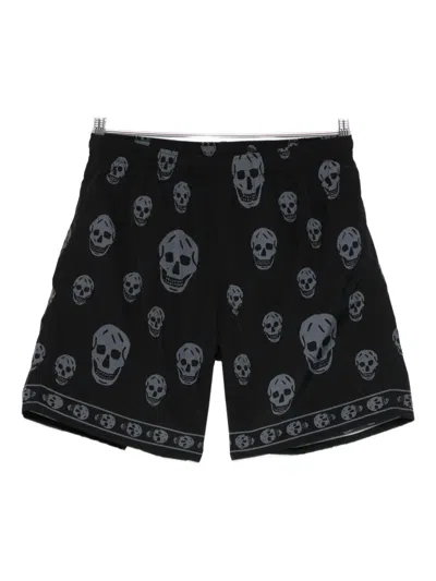 Alexander Mcqueen Skull-print Swim Shorts In Black