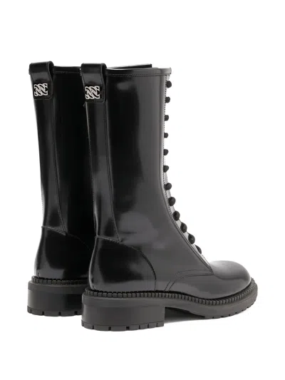 Casadei 30mm Wizzard Lace-up Leather Boots In Black