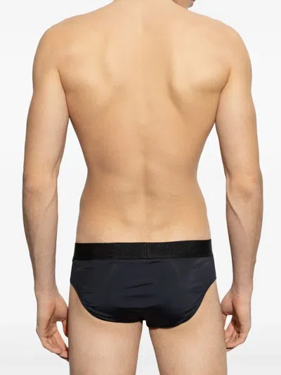 Dsquared2 Logo-waistband Swim Trunks In Black
