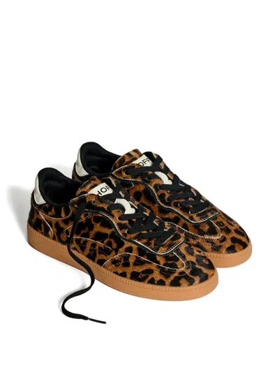 Hoff Womens Alley Leopard Pony Hair Leather Trainers In Animal Print