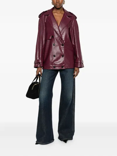 双排扣皮质夹克