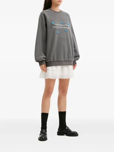 B+ab Bow-appliqué Sweater In Gray