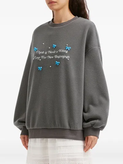 B+ab Bow-appliqué Sweater In Gray