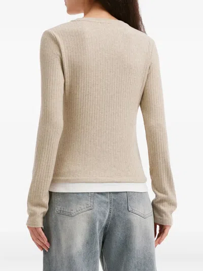 B+ab Buttoned Ribbed Top In Neutral