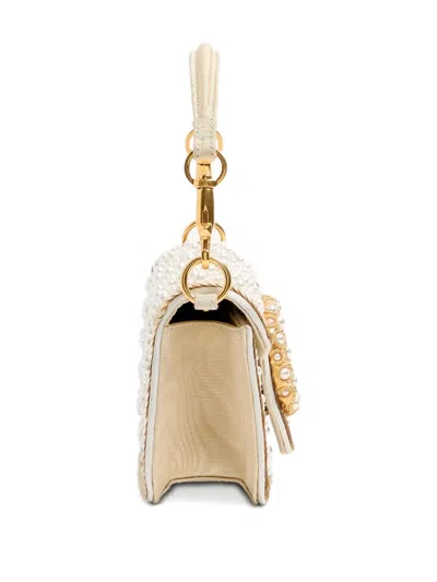 Valentino Small Locò Embroidered Jewel-logo Shoulder Bag In Neutral