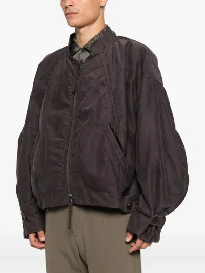 Ziggy Chen Zip-up Bomber Jacket In Brown
