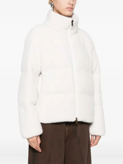Moncler Zip-fastening Padded Jacket In White