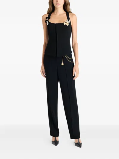 Cinq À Sept Cinq A Sept Aliana Brooch Trim Top In Black