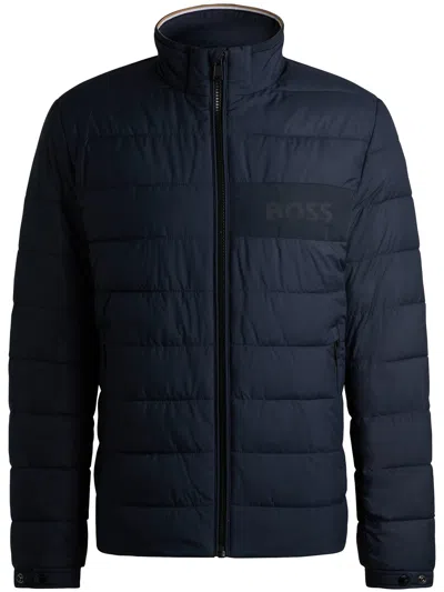 Hugo Boss Regular Fit Blue Cotton Jacket In Blue