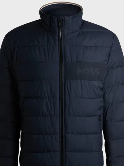 Hugo Boss Regular Fit Blue Cotton Jacket In Blue