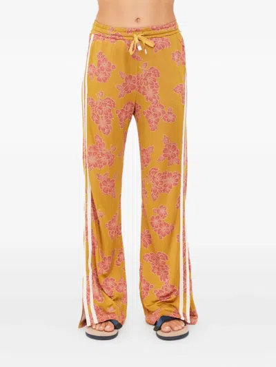 The Upside Fantasy Roma Floral-stripe Trousers In Multi