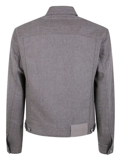 Jacob Cohen Long Sleeve Trucker Jacket With Adjustable Waist In Gray