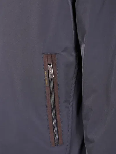 Moorer High Collar Long Sleeve Jacket In Gray