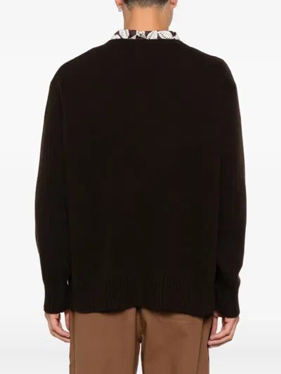 Bode V-neck Logo-embroidered Sweater In Brown