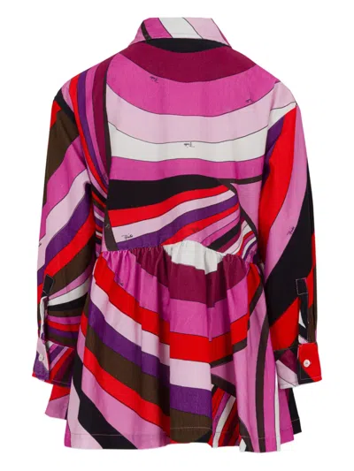 Pucci Junior Buttoned Patterned Dress In Multi