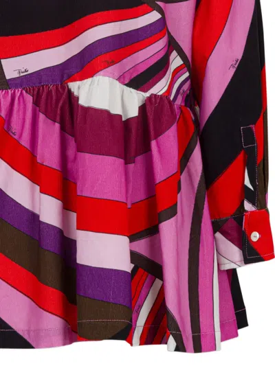 Pucci Junior Buttoned Patterned Dress In Multi