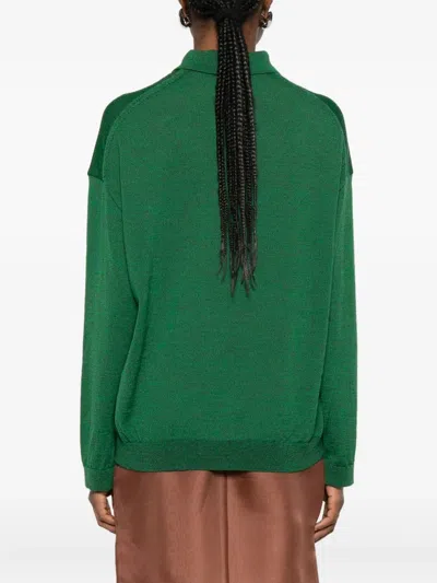 Bite Studios Buttoned Polo Sweater In Green