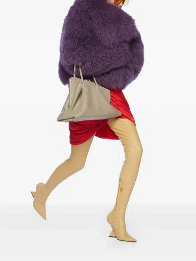 Attico Mongolia Fur Bomber Jacket In Violet In Purple