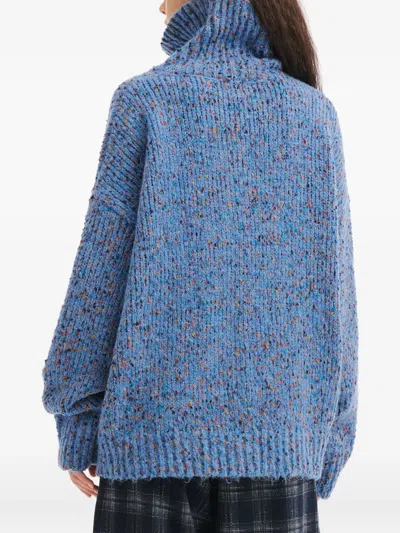 B+ab Button Collar Sweater In Blue