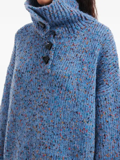 B+ab Button Collar Sweater In Blue