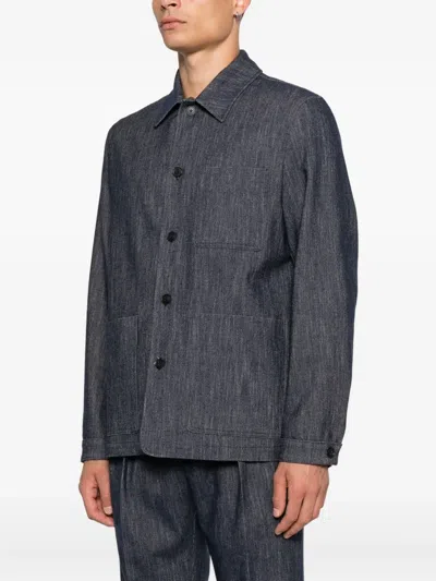 Manuel Ritz Patch-pocket Shirt Jacket In Blue