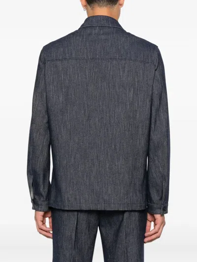 Manuel Ritz Patch-pocket Shirt Jacket In Blue