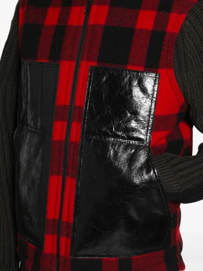 Junya Watanabe Mackinaw Wool And Leather Vest In Multi