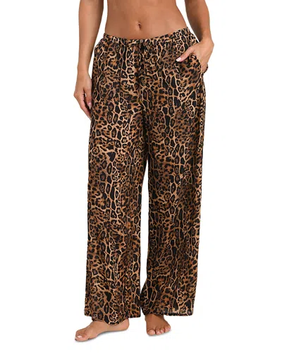 L'agence Geraldine Patch Leopard Pants Swim Cover-up In Brown
