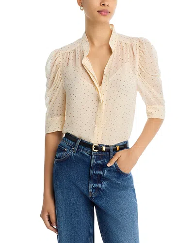 Frame The Gillian Polka-dot Silk-chiffon Top In Neutral