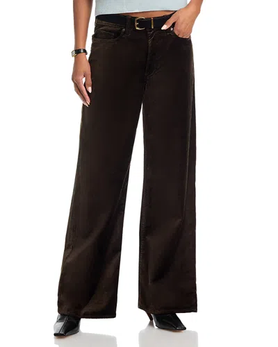 Frame Le Slim Palazzo High Rise Velveteen Jeans In Dark Clove In Black