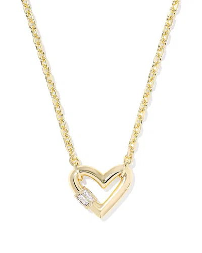 Kendra Scott Cubic Zirconia 14k Gold Plated Over Brass Emery Heart Pendant Necklace In Gold