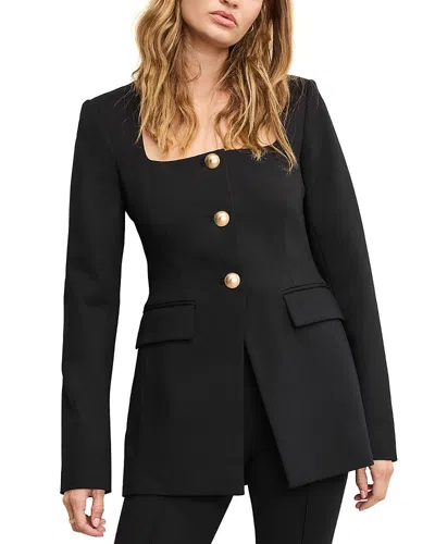 Good American Womens Black001 Sculpted Square-neck Stretch-woven Blazer In Black