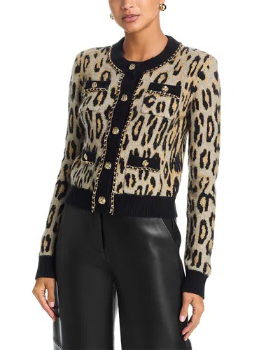 Generation Love Selma Crewneck Cardigan Sweater In Animal Print