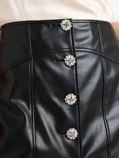 Cinq À Sept Claudia Vegan Leathe Skirt In Blue