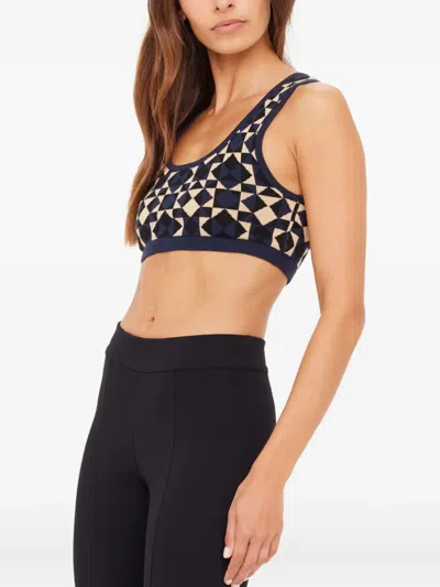 The Upside Cosmo Alma Geometric Knit Crop Top In Blue