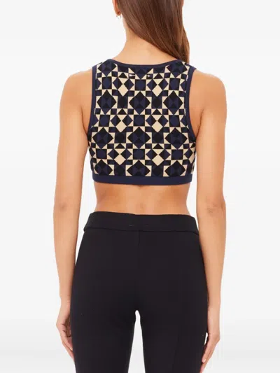 The Upside Cosmo Alma Geometric Knit Crop Top In Blue