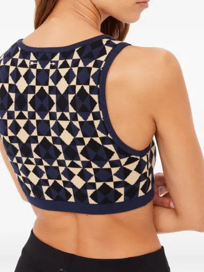 The Upside Cosmo Alma Geometric Knit Crop Top In Blue