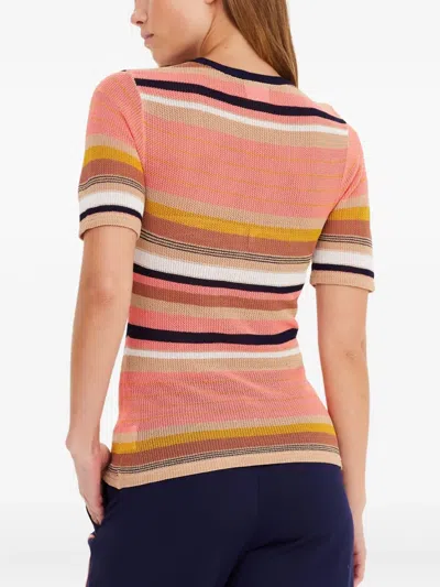 The Upside Sutton Striped-knitted T-shirt In Orange