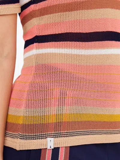 The Upside Sutton Striped-knitted T-shirt In Orange