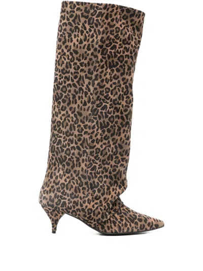 Alchimia High Heels Boots In Animalier Suede In Animal Print