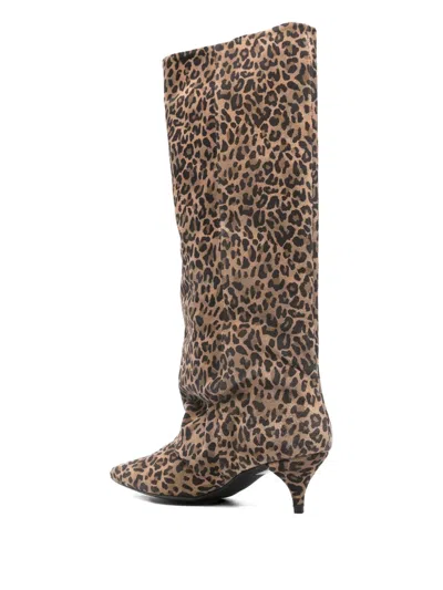 Alchimia High Heels Boots In Animalier Suede In Animal Print