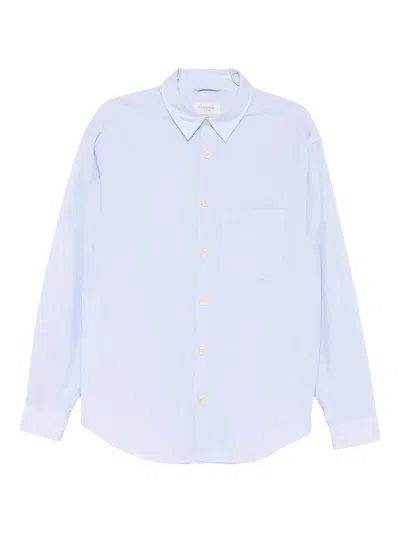 Tintoria Mattei Long-sleeved Cotton Shirt In Blue