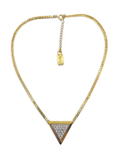 Pre-owned Saint Laurent 1980s Geo-style Rhinestone Necklace In Gold