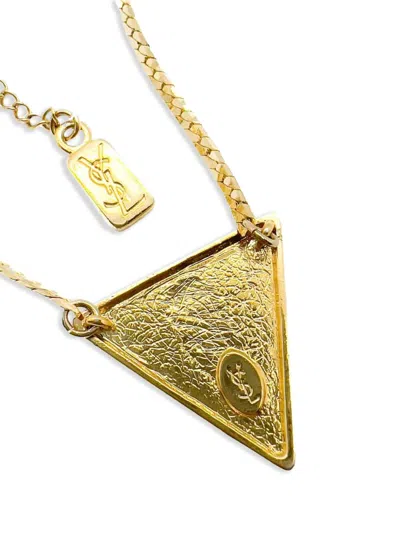 Pre-owned Saint Laurent 1980s Geo-style Rhinestone Necklace In Gold