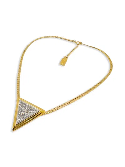 Pre-owned Saint Laurent 1980s Geo-style Rhinestone Necklace In Gold