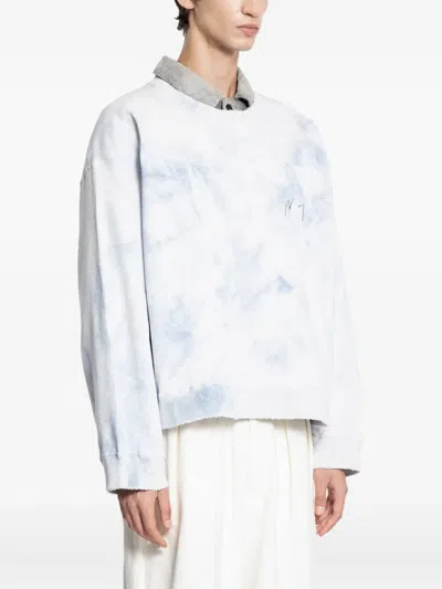 Ancellm Marbling Sweatshirt In White