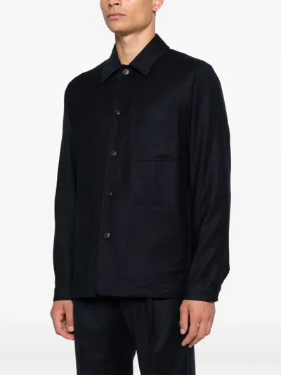 Manuel Ritz Patch-pocket Shirt Jacket In Blue